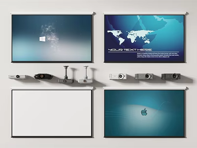 Professional Projection Monitoring System With High Definition Screens And Security Equipment 3d model
