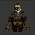 Tactical Weapon Protective Suit With Gas Mask And Red Military Details