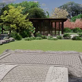 Scenic Landscape Bridge In Traditional Garden With Water Features And Green Trees