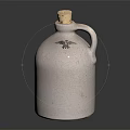 White Ceramic Wine Bottle With Wooden Cork Handle Black Eagle Design On Black Glossy Surface