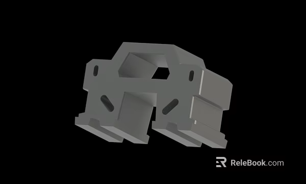 Gray Mechanical Structural Component 3D Model With Holes And Connectors 3d model 