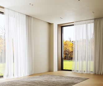 modern gauze curtain 3d model