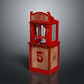 TINKER'S Red Vintage Display Cabinet With Number 5 And Wooden Frame Design