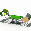 Outdoor Kids Playground Spring Seesaw With Green Surface And Animal Shapes