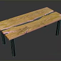 Rustic Natural Wooden Furniture Table With Split Top And Black Legs