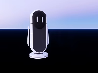 Smart Machine With White And Black Minimalist Design Simple Face Features On Sleek Modern Base 3d model