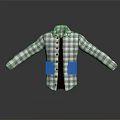 Collared Plaid Shirt Jacket With Long Sleeves Buttoned Front And Pockets