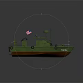 Green Military Ship With US Flag Lifebuoy And Number 135