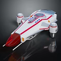 Futuristic White And Red Passenger Aircraft With Sleek Design And Circular Components