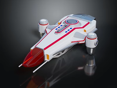 Futuristic White And Red Passenger Aircraft With Sleek Design And Circular Components 3d model