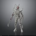 3D Model Of Armored Character With Red Horns White Armor And Weapon