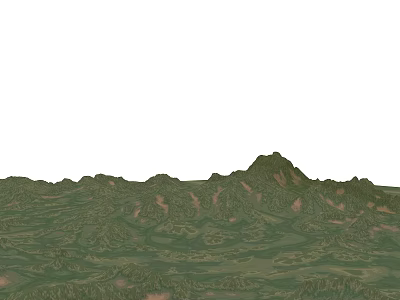 Natural Garden Landscape With Rolling Green Mountains And Lush Vegetation Scenery 3d model
