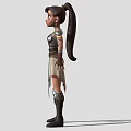 Female Warrior Character with Armor Skirt Leather Boots in Dynamic Pose 3D Design
