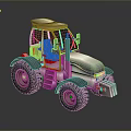 Modern Metallic Tractor Design With Large Tires Driver Cabin And Front Grille