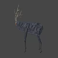 Game Movie Character Blue Deer With Large Antlers And Fantasy Design