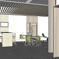Modern Public Office Space With Open Layout Office Desks Chairs And Bookshelves