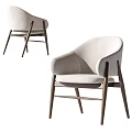 Modern Minimalist Dining Chair With Light Beige Upholstered Seat And Wooden Legs