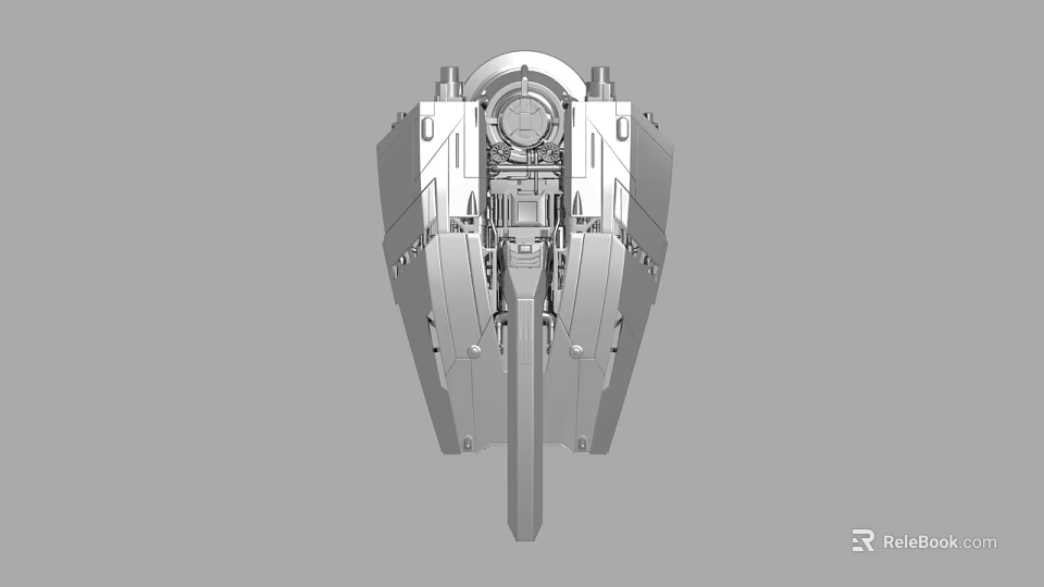Futuristic Metallic Mechanical 3D Model With Symmetric Wings And Cockpit Design 3d model 