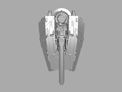 Futuristic Metallic Mechanical 3D Model With Symmetric Wings And Cockpit Design 3d model