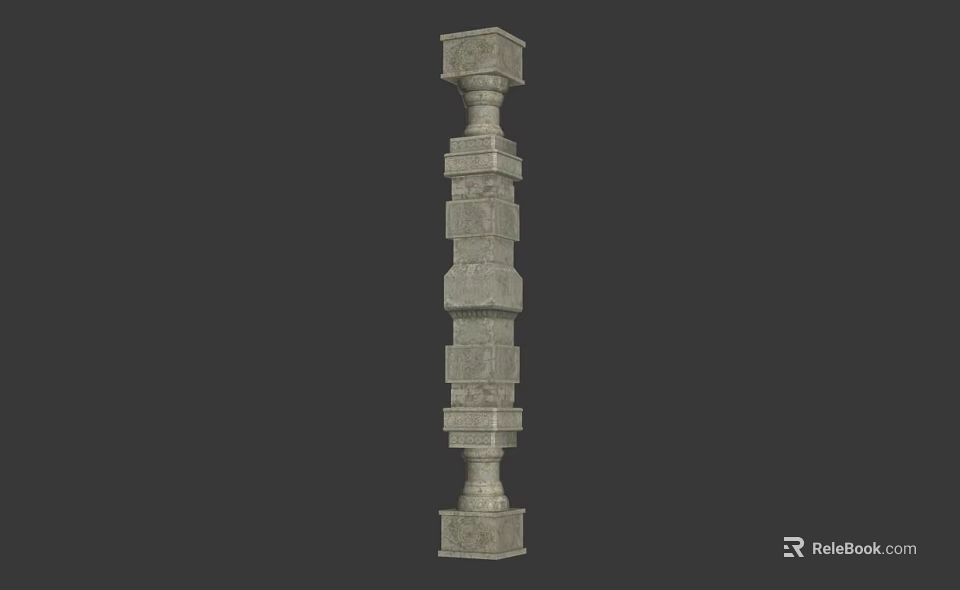 Architectural Modern Column With Stacked Geometric Cube Design And Stone Texture 3d model