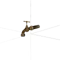 Vintage Brass Faucet With Cross Handle And Aged Finish On Light Background