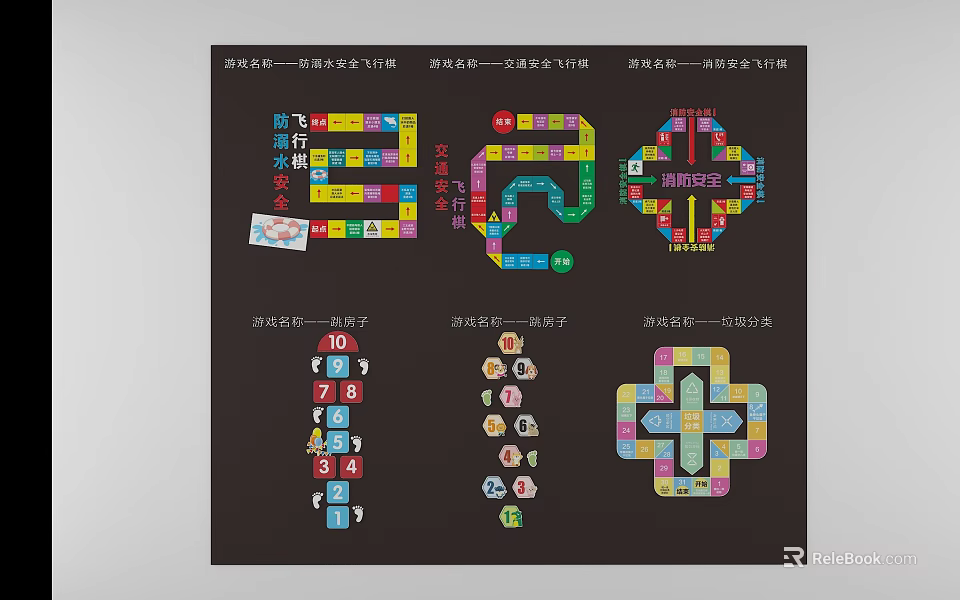 Kindergarten Educational Fun Games With Colorful Board And Interactive Activities 3d model