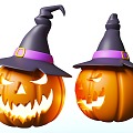 Cartoon Pumpkin Waiting for Halloween Ghost Festival Halloween Night Cartoon Pumpkin Lantern Ghost Bat 3d model