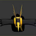 3D Penguin Character With Yellow Crest Black And Yellow Body Open Wings Design