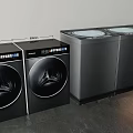 Modern Black Washing Machines With Sleek Design And Control Panel Features