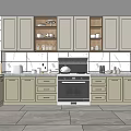 Modern Kitchen Interior With Gray Cabinets Marble Countertops Black Stove And White Refrigerator