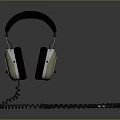 Premium Over Ear Headphones With Black Headband Beige Ear Cups And Coiled Cable Design