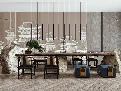 New Chinese Tea Table and Chair Tea Table and Chair 3d model