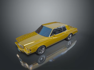 Golden Vintage Car With Shiny Exterior And Classic Retro Design Details 3d model