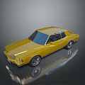 Golden Vintage Car With Shiny Exterior And Classic Retro Design Details