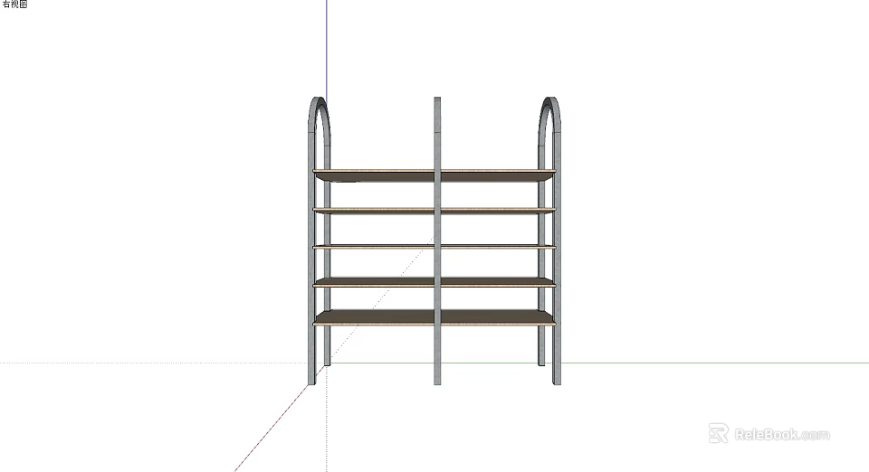 Sturdy Metal Frame Open Shelf Unit With Four Tier Wooden Shelves For Home Storage 3d model 