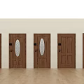 Wooden Hinged Doors With Various Glass Panel And Solid Designs For Interior Use 3d model
