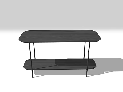Modern Two Tier Storage Shelf With Black Finish And Metal Frame For Home Organization 3d model