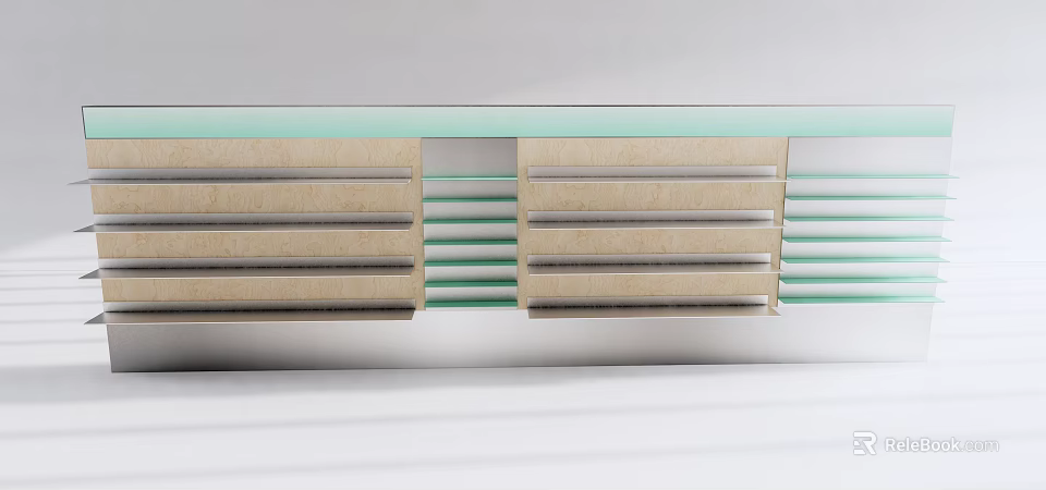 Contemporary Other Decorative Structure Featuring Wooden Strips And Green Lines 3d model 