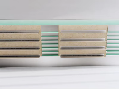 Contemporary Other Decorative Structure Featuring Wooden Strips And Green Lines 3d model