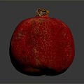 Whole Ripe Red Pomegranate With Shiny Surface On Gray Background