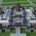 Ancient Chinese Architecture Complex Featuring Traditional Pagodas And Symmetrical Courtyard Design