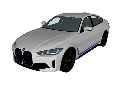 White BMW Modern Sedan With Black Wheels And Blue Accent Stripes Design 3d model