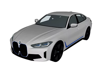 White BMW Modern Sedan With Black Wheels And Blue Accent Stripes Design 3d model