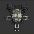 Camouflage Automatic Weapon With Multiple Barrels Black Base And Support Structure