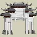 Chinese style archway antique archway characteristic building entrance marker Chinese style 3d model