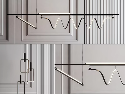 Modern Contemporary Pendant Lights With Curved And Geometric Metal Design For Interior Ceiling 3d model