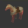 Transparent 3D Horse Model With Visible Internal Structure And Brown Leather Saddle