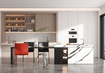 Open Kitchen Modern Restaurant 3d model