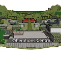 Operations Centre Surrounded By Green Vegetation Buildings And Square In Layout Design