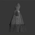 Vintage Style Women's Dress With Lace Details Long Sleeves And Layered Skirt